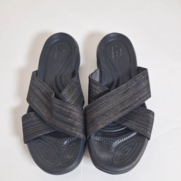 Crocs black slide womens slide on size 10 - Picture 1 of 5
